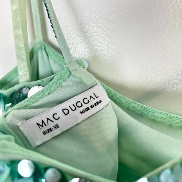MAC DUGGAL Paillette Square Neck Cocktail Minidress in Mint Size X-Small - Picture 5 of 9